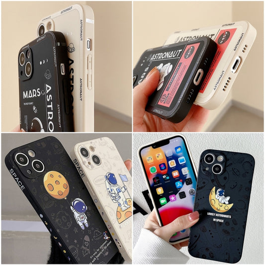 Astronaut Pattern Silicone Straight Edge Phone Case