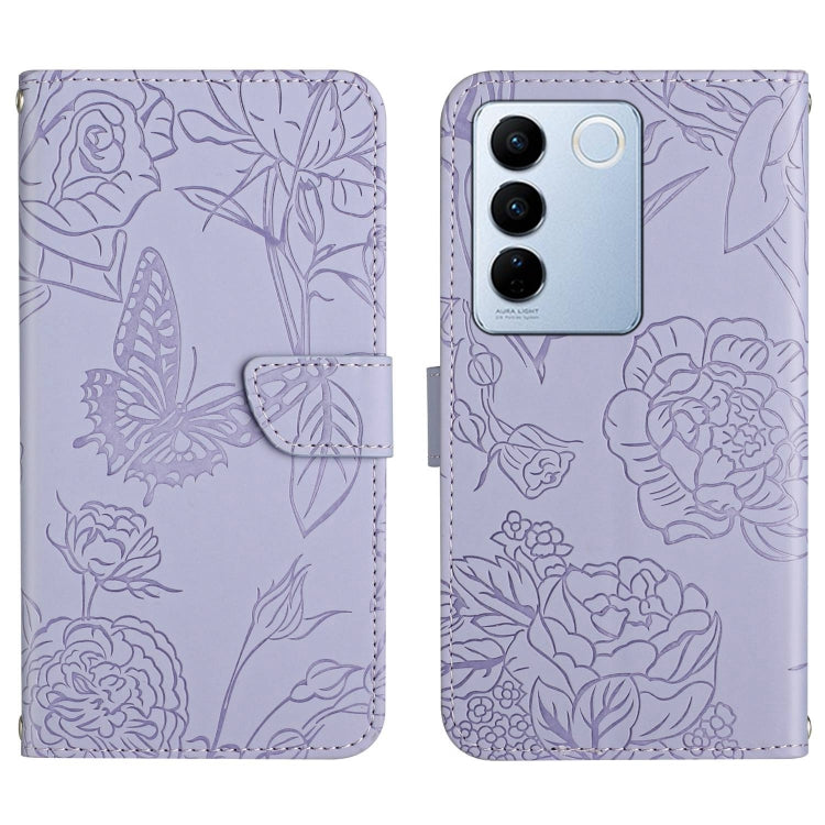 HT03 Skin Feel Butterfly Embossed Flip Leather Phone Case, For vivo Y39 5G Global, For vivo V50 Lite 5G, For vivo Y04 4G / Y29s 5G, For vivo Y29 4G Global, For vivo V50 5G Global, For vivo Y02A 4G / Y02 4G / Y11 2023, For vivo Y56 5G Global������������...