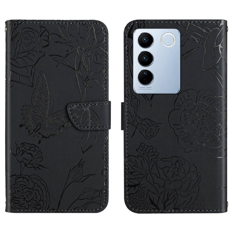 HT03 Skin Feel Butterfly Embossed Flip Leather Phone Case, For vivo Y39 5G Global, For vivo V50 Lite 5G, For vivo Y04 4G / Y29s 5G, For vivo Y29 4G Global, For vivo V50 5G Global, For vivo Y02A 4G / Y02 4G / Y11 2023, For vivo Y56 5G Global������������...