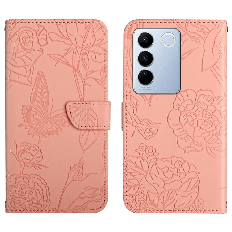HT03 Skin Feel Butterfly Embossed Flip Leather Phone Case, For vivo Y39 5G Global, For vivo V50 Lite 5G, For vivo Y04 4G / Y29s 5G, For vivo Y29 4G Global, For vivo V50 5G Global, For vivo Y02A 4G / Y02 4G / Y11 2023, For vivo Y56 5G Global������������...