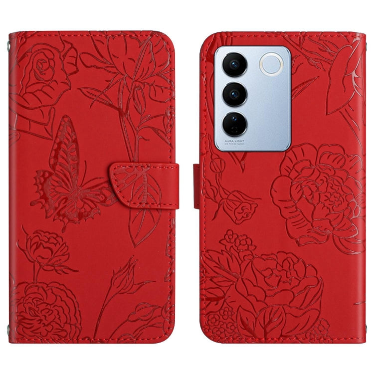 HT03 Skin Feel Butterfly Embossed Flip Leather Phone Case, For vivo Y39 5G Global, For vivo V50 Lite 5G, For vivo Y04 4G / Y29s 5G, For vivo Y29 4G Global, For vivo V50 5G Global, For vivo Y02A 4G / Y02 4G / Y11 2023, For vivo Y56 5G Global������������...