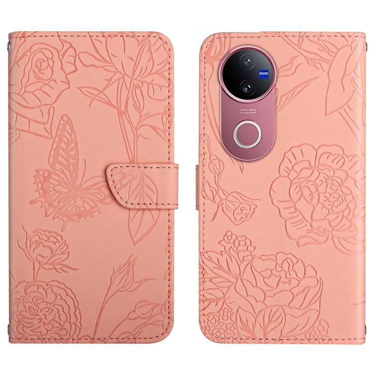 HT03 Skin Feel Butterfly Embossed Flip Leather Phone Case