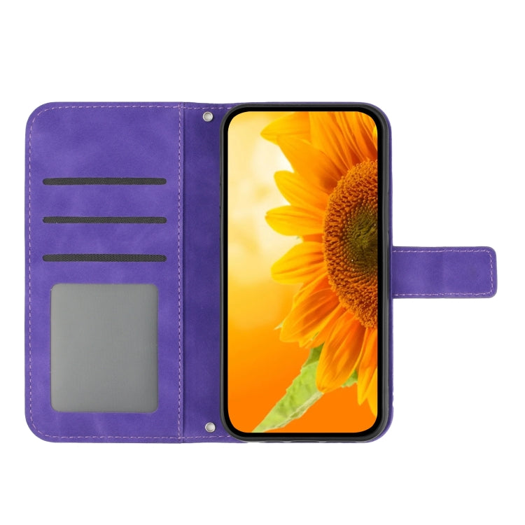 Skin Feel Sun Flower Embossed Flip Leather Phone Case with Lanyard, For vivo V27E 4G Global, For vivo Y02A 4G / Y02 4G / Y11 2023, For vivo Y55S 5G 2023 / Y55 5G / T1 5G, For vivo Y75 5G Global, For vivo Y56 5G Global, For vivo Y02S Global / Y16 4G Glo...