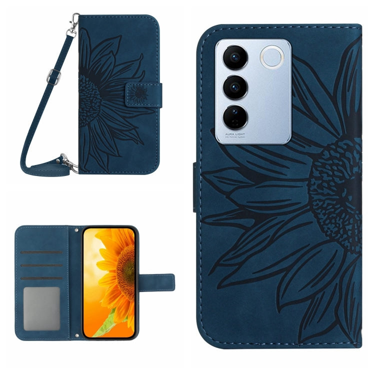 Skin Feel Sun Flower Embossed Flip Leather Phone Case with Lanyard, For vivo V27E 4G Global, For vivo Y02A 4G / Y02 4G / Y11 2023, For vivo Y55S 5G 2023 / Y55 5G / T1 5G, For vivo Y75 5G Global, For vivo Y56 5G Global, For vivo Y02S Global / Y16 4G Glo...