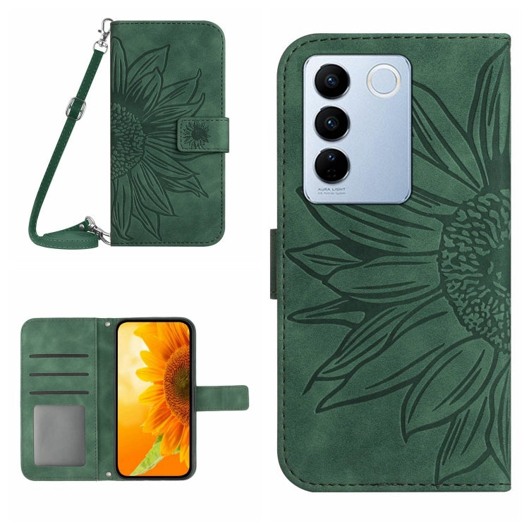 Skin Feel Sun Flower Embossed Flip Leather Phone Case with Lanyard, For vivo V27E 4G Global, For vivo Y02A 4G / Y02 4G / Y11 2023, For vivo Y55S 5G 2023 / Y55 5G / T1 5G, For vivo Y75 5G Global, For vivo Y56 5G Global, For vivo Y02S Global / Y16 4G Glo...