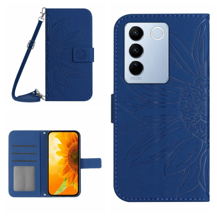 Skin Feel Sun Flower Embossed Flip Leather Phone Case with Lanyard, For vivo V27E 4G Global, For vivo Y02A 4G / Y02 4G / Y11 2023, For vivo Y55S 5G 2023 / Y55 5G / T1 5G, For vivo Y75 5G Global, For vivo Y56 5G Global, For vivo Y02S Global / Y16 4G Glo...