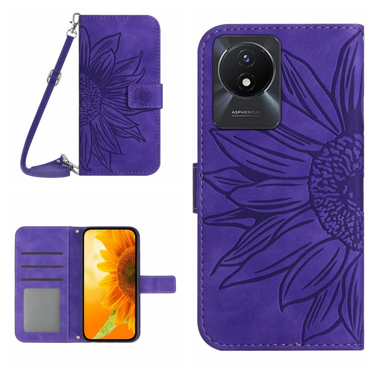 Skin Feel Sun Flower Embossed Flip Leather Phone Case with Lanyard, For vivo V27E 4G Global, For vivo Y02A 4G / Y02 4G / Y11 2023, For vivo Y55S 5G 2023 / Y55 5G / T1 5G, For vivo Y75 5G Global, For vivo Y56 5G Global, For vivo Y02S Global / Y16 4G Glo...