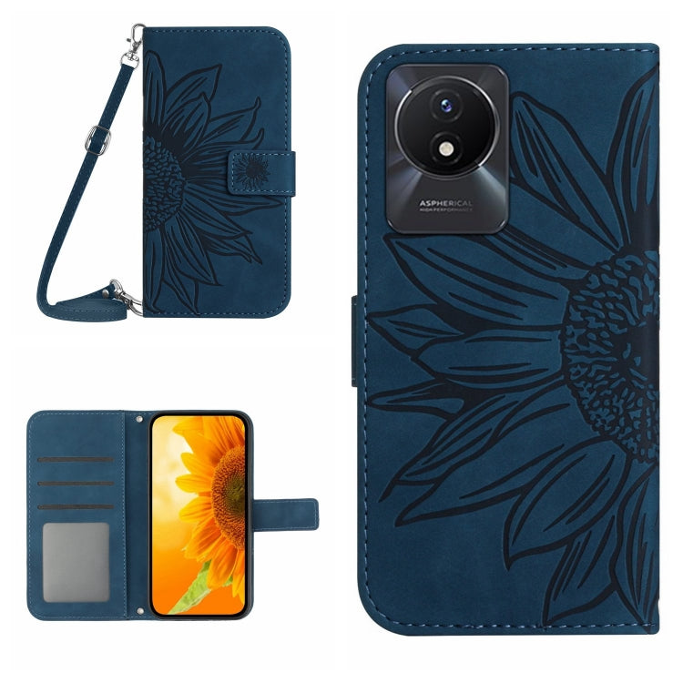 Skin Feel Sun Flower Embossed Flip Leather Phone Case with Lanyard, For vivo V27E 4G Global, For vivo Y02A 4G / Y02 4G / Y11 2023, For vivo Y55S 5G 2023 / Y55 5G / T1 5G, For vivo Y75 5G Global, For vivo Y56 5G Global, For vivo Y02S Global / Y16 4G Glo...