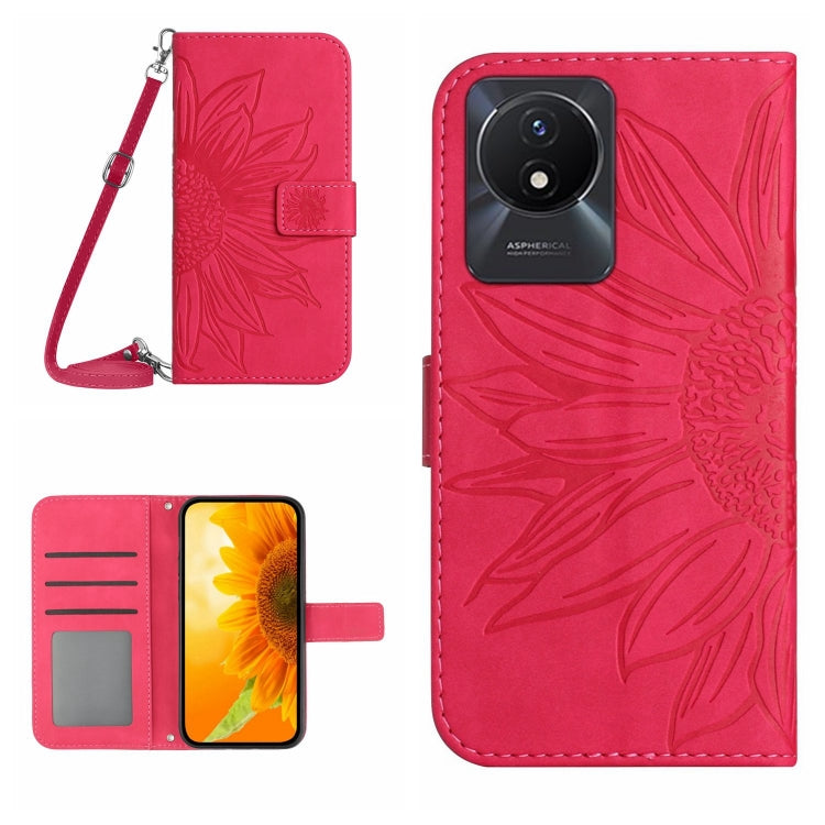 Skin Feel Sun Flower Embossed Flip Leather Phone Case with Lanyard, For vivo V27E 4G Global, For vivo Y02A 4G / Y02 4G / Y11 2023, For vivo Y55S 5G 2023 / Y55 5G / T1 5G, For vivo Y75 5G Global, For vivo Y56 5G Global, For vivo Y02S Global / Y16 4G Glo...