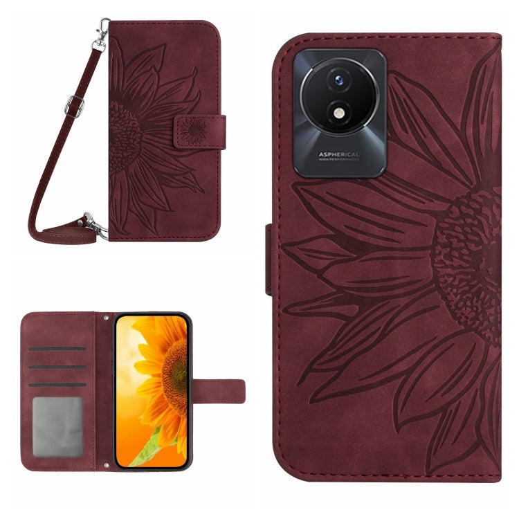 Skin Feel Sun Flower Embossed Flip Leather Phone Case with Lanyard, For vivo V27E 4G Global, For vivo Y02A 4G / Y02 4G / Y11 2023, For vivo Y55S 5G 2023 / Y55 5G / T1 5G, For vivo Y75 5G Global, For vivo Y56 5G Global, For vivo Y02S Global / Y16 4G Glo...