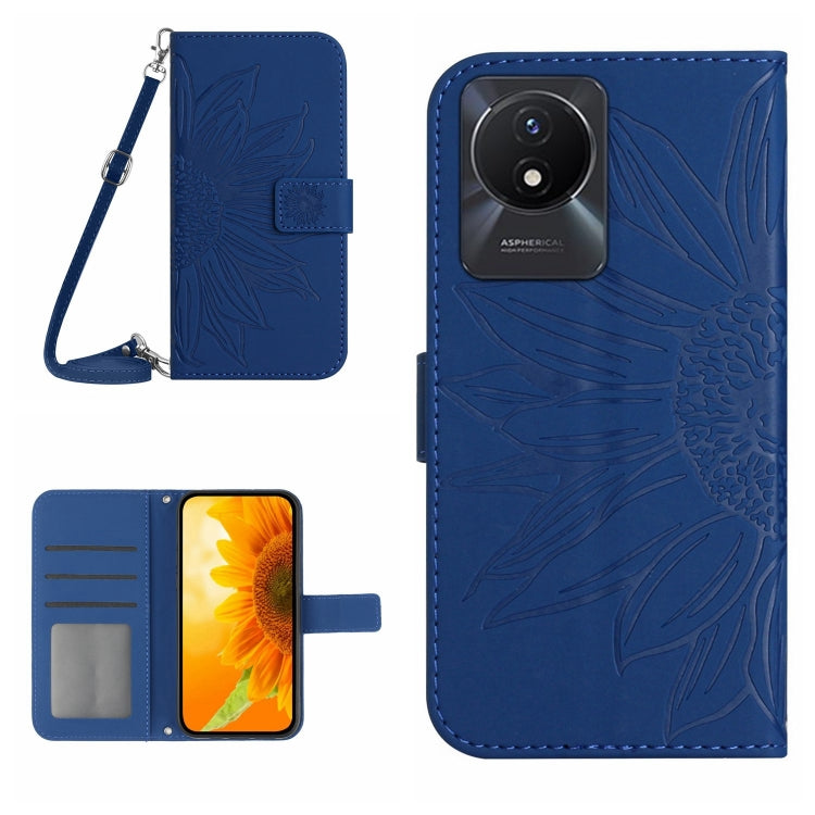 Skin Feel Sun Flower Embossed Flip Leather Phone Case with Lanyard, For vivo V27E 4G Global, For vivo Y02A 4G / Y02 4G / Y11 2023, For vivo Y55S 5G 2023 / Y55 5G / T1 5G, For vivo Y75 5G Global, For vivo Y56 5G Global, For vivo Y02S Global / Y16 4G Glo...