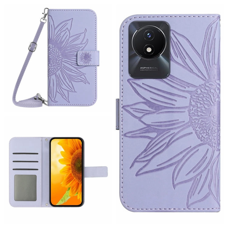 Skin Feel Sun Flower Embossed Flip Leather Phone Case with Lanyard, For vivo V27E 4G Global, For vivo Y02A 4G / Y02 4G / Y11 2023, For vivo Y55S 5G 2023 / Y55 5G / T1 5G, For vivo Y75 5G Global, For vivo Y56 5G Global, For vivo Y02S Global / Y16 4G Glo...