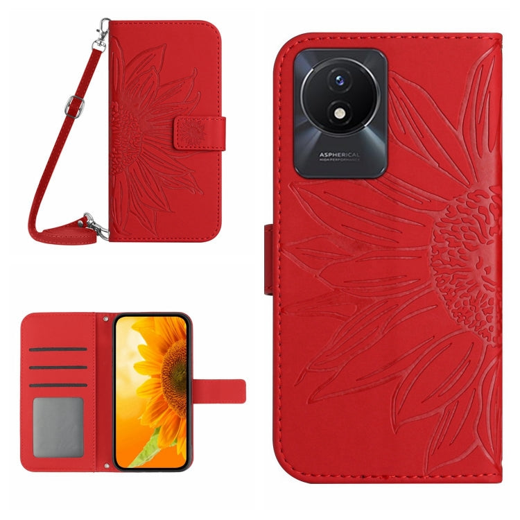 Skin Feel Sun Flower Embossed Flip Leather Phone Case with Lanyard, For vivo V27E 4G Global, For vivo Y02A 4G / Y02 4G / Y11 2023, For vivo Y55S 5G 2023 / Y55 5G / T1 5G, For vivo Y75 5G Global, For vivo Y56 5G Global, For vivo Y02S Global / Y16 4G Glo...