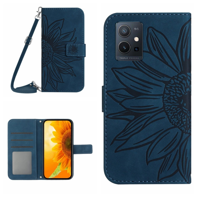 Skin Feel Sun Flower Embossed Flip Leather Phone Case with Lanyard, For vivo V27E 4G Global, For vivo Y02A 4G / Y02 4G / Y11 2023, For vivo Y55S 5G 2023 / Y55 5G / T1 5G, For vivo Y75 5G Global, For vivo Y56 5G Global, For vivo Y02S Global / Y16 4G Glo...