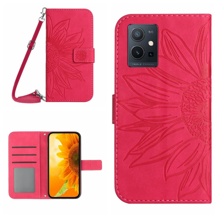 Skin Feel Sun Flower Embossed Flip Leather Phone Case with Lanyard, For vivo V27E 4G Global, For vivo Y02A 4G / Y02 4G / Y11 2023, For vivo Y55S 5G 2023 / Y55 5G / T1 5G, For vivo Y75 5G Global, For vivo Y56 5G Global, For vivo Y02S Global / Y16 4G Glo...