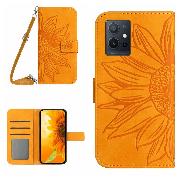 Skin Feel Sun Flower Embossed Flip Leather Phone Case with Lanyard, For vivo V27E 4G Global, For vivo Y02A 4G / Y02 4G / Y11 2023, For vivo Y55S 5G 2023 / Y55 5G / T1 5G, For vivo Y75 5G Global, For vivo Y56 5G Global, For vivo Y02S Global / Y16 4G Glo...