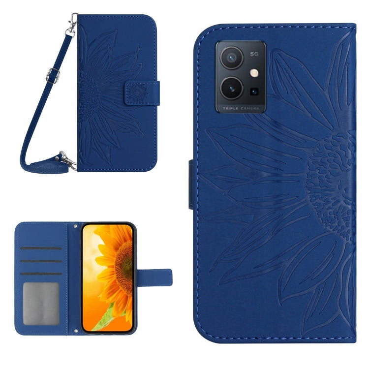 Skin Feel Sun Flower Embossed Flip Leather Phone Case with Lanyard, For vivo V27E 4G Global, For vivo Y02A 4G / Y02 4G / Y11 2023, For vivo Y55S 5G 2023 / Y55 5G / T1 5G, For vivo Y75 5G Global, For vivo Y56 5G Global, For vivo Y02S Global / Y16 4G Glo...