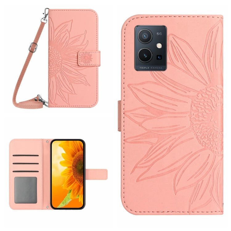Skin Feel Sun Flower Embossed Flip Leather Phone Case with Lanyard, For vivo V27E 4G Global, For vivo Y02A 4G / Y02 4G / Y11 2023, For vivo Y55S 5G 2023 / Y55 5G / T1 5G, For vivo Y75 5G Global, For vivo Y56 5G Global, For vivo Y02S Global / Y16 4G Glo...