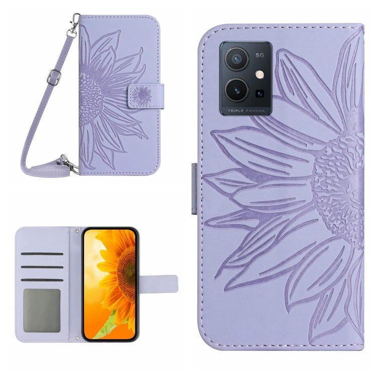 Skin Feel Sun Flower Embossed Flip Leather Phone Case with Lanyard, For vivo V27E 4G Global, For vivo Y02A 4G / Y02 4G / Y11 2023, For vivo Y55S 5G 2023 / Y55 5G / T1 5G, For vivo Y75 5G Global, For vivo Y56 5G Global, For vivo Y02S Global / Y16 4G Glo...