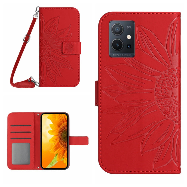 Skin Feel Sun Flower Embossed Flip Leather Phone Case with Lanyard, For vivo V27E 4G Global, For vivo Y02A 4G / Y02 4G / Y11 2023, For vivo Y55S 5G 2023 / Y55 5G / T1 5G, For vivo Y75 5G Global, For vivo Y56 5G Global, For vivo Y02S Global / Y16 4G Glo...