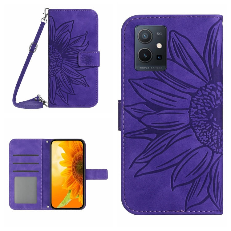 Skin Feel Sun Flower Embossed Flip Leather Phone Case with Lanyard, For vivo V27E 4G Global, For vivo Y02A 4G / Y02 4G / Y11 2023, For vivo Y55S 5G 2023 / Y55 5G / T1 5G, For vivo Y75 5G Global, For vivo Y56 5G Global, For vivo Y02S Global / Y16 4G Glo...