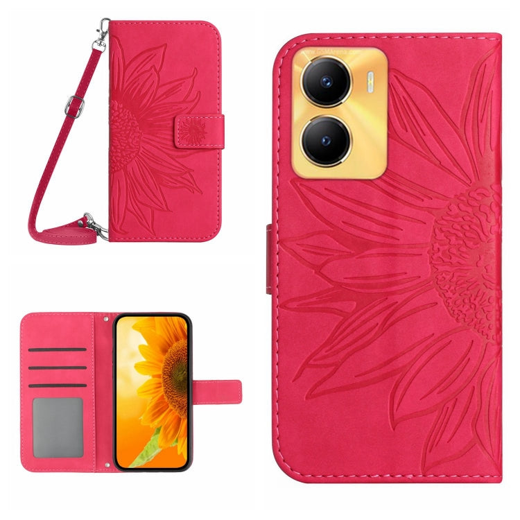 Skin Feel Sun Flower Embossed Flip Leather Phone Case with Lanyard, For vivo V27E 4G Global, For vivo Y02A 4G / Y02 4G / Y11 2023, For vivo Y55S 5G 2023 / Y55 5G / T1 5G, For vivo Y75 5G Global, For vivo Y56 5G Global, For vivo Y02S Global / Y16 4G Glo...