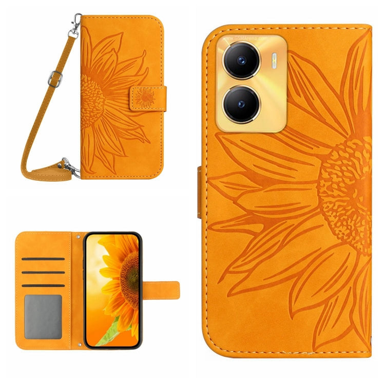 Skin Feel Sun Flower Embossed Flip Leather Phone Case with Lanyard, For vivo V27E 4G Global, For vivo Y02A 4G / Y02 4G / Y11 2023, For vivo Y55S 5G 2023 / Y55 5G / T1 5G, For vivo Y75 5G Global, For vivo Y56 5G Global, For vivo Y02S Global / Y16 4G Glo...