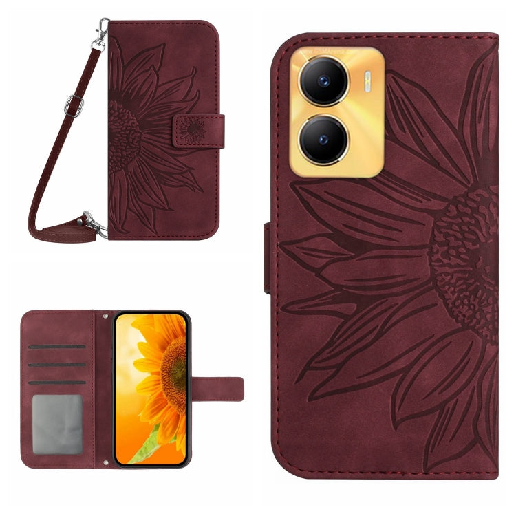 Skin Feel Sun Flower Embossed Flip Leather Phone Case with Lanyard, For vivo V27E 4G Global, For vivo Y02A 4G / Y02 4G / Y11 2023, For vivo Y55S 5G 2023 / Y55 5G / T1 5G, For vivo Y75 5G Global, For vivo Y56 5G Global, For vivo Y02S Global / Y16 4G Glo...