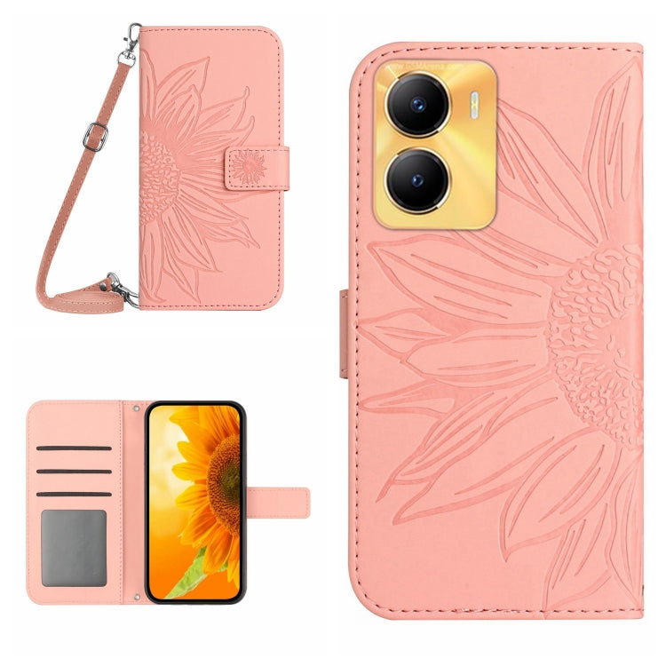 Skin Feel Sun Flower Embossed Flip Leather Phone Case with Lanyard, For vivo V27E 4G Global, For vivo Y02A 4G / Y02 4G / Y11 2023, For vivo Y55S 5G 2023 / Y55 5G / T1 5G, For vivo Y75 5G Global, For vivo Y56 5G Global, For vivo Y02S Global / Y16 4G Glo...