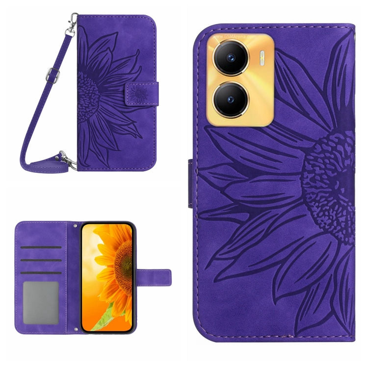 Skin Feel Sun Flower Embossed Flip Leather Phone Case with Lanyard, For vivo V27E 4G Global, For vivo Y02A 4G / Y02 4G / Y11 2023, For vivo Y55S 5G 2023 / Y55 5G / T1 5G, For vivo Y75 5G Global, For vivo Y56 5G Global, For vivo Y02S Global / Y16 4G Glo...