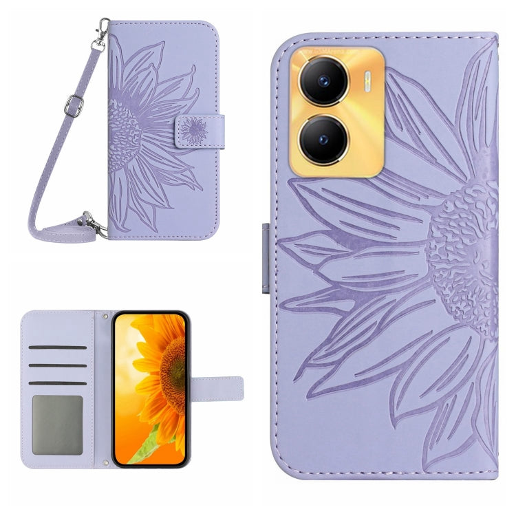 Skin Feel Sun Flower Embossed Flip Leather Phone Case with Lanyard, For vivo V27E 4G Global, For vivo Y02A 4G / Y02 4G / Y11 2023, For vivo Y55S 5G 2023 / Y55 5G / T1 5G, For vivo Y75 5G Global, For vivo Y56 5G Global, For vivo Y02S Global / Y16 4G Glo...