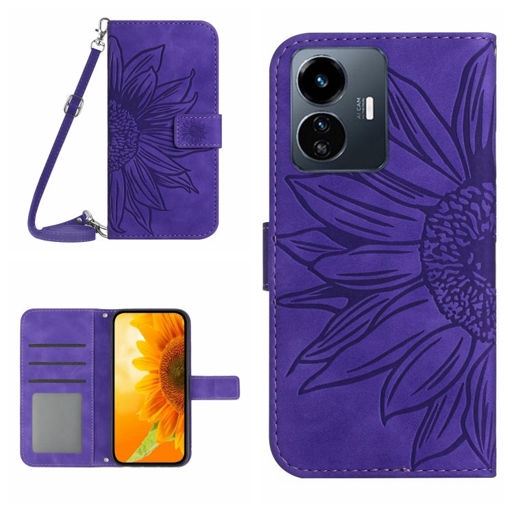 Skin Feel Sun Flower Embossed Flip Leather Phone Case with Lanyard, For vivo V27E 4G Global, For vivo Y02A 4G / Y02 4G / Y11 2023, For vivo Y55S 5G 2023 / Y55 5G / T1 5G, For vivo Y75 5G Global, For vivo Y56 5G Global, For vivo Y02S Global / Y16 4G Glo...