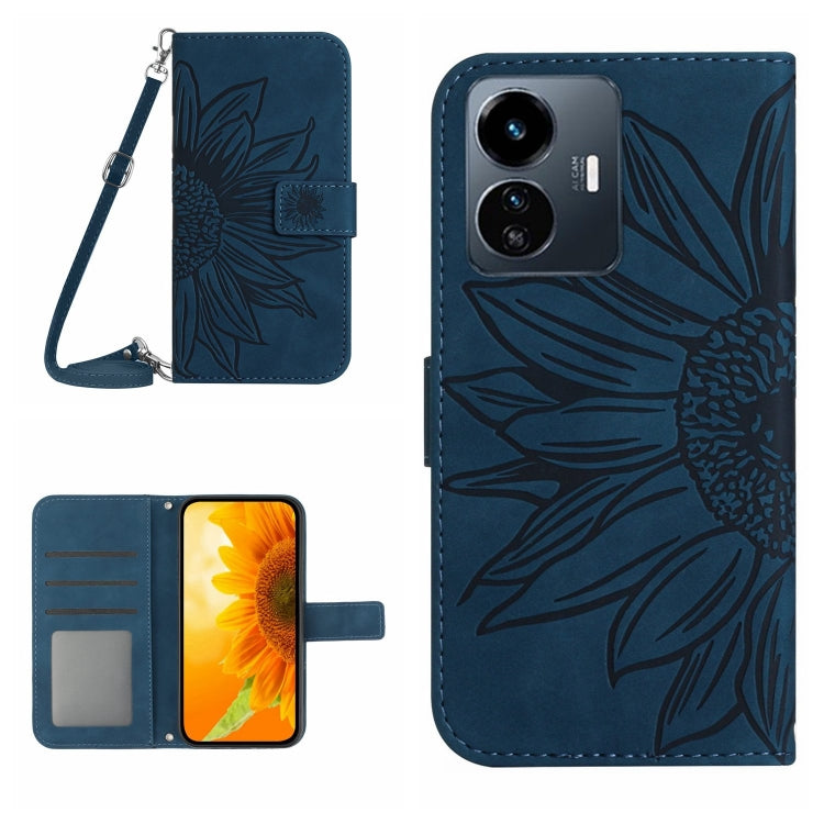 Skin Feel Sun Flower Embossed Flip Leather Phone Case with Lanyard, For vivo V27E 4G Global, For vivo Y02A 4G / Y02 4G / Y11 2023, For vivo Y55S 5G 2023 / Y55 5G / T1 5G, For vivo Y75 5G Global, For vivo Y56 5G Global, For vivo Y02S Global / Y16 4G Glo...