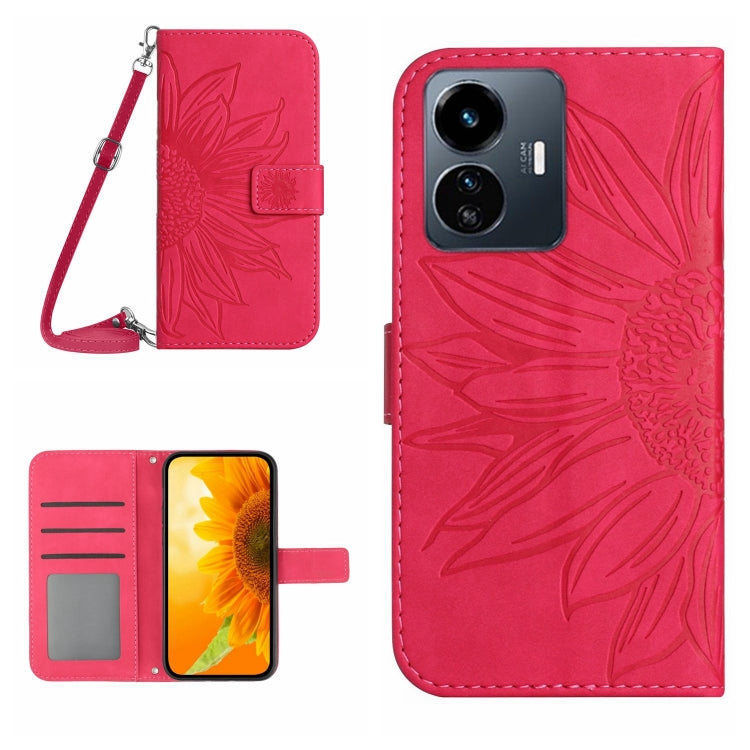 Skin Feel Sun Flower Embossed Flip Leather Phone Case with Lanyard, For vivo V27E 4G Global, For vivo Y02A 4G / Y02 4G / Y11 2023, For vivo Y55S 5G 2023 / Y55 5G / T1 5G, For vivo Y75 5G Global, For vivo Y56 5G Global, For vivo Y02S Global / Y16 4G Glo...