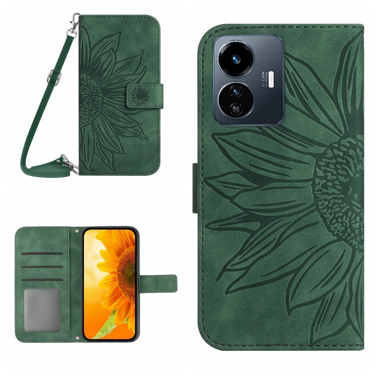 Skin Feel Sun Flower Embossed Flip Leather Phone Case with Lanyard, For vivo V27E 4G Global, For vivo Y02A 4G / Y02 4G / Y11 2023, For vivo Y55S 5G 2023 / Y55 5G / T1 5G, For vivo Y75 5G Global, For vivo Y56 5G Global, For vivo Y02S Global / Y16 4G Glo...