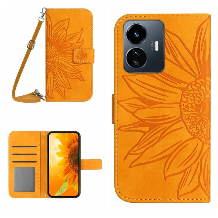 Skin Feel Sun Flower Embossed Flip Leather Phone Case with Lanyard, For vivo V27E 4G Global, For vivo Y02A 4G / Y02 4G / Y11 2023, For vivo Y55S 5G 2023 / Y55 5G / T1 5G, For vivo Y75 5G Global, For vivo Y56 5G Global, For vivo Y02S Global / Y16 4G Glo...