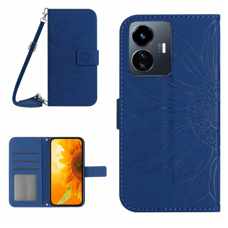 Skin Feel Sun Flower Embossed Flip Leather Phone Case with Lanyard, For vivo V27E 4G Global, For vivo Y02A 4G / Y02 4G / Y11 2023, For vivo Y55S 5G 2023 / Y55 5G / T1 5G, For vivo Y75 5G Global, For vivo Y56 5G Global, For vivo Y02S Global / Y16 4G Glo...