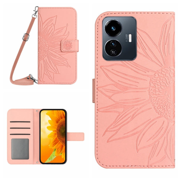 Skin Feel Sun Flower Embossed Flip Leather Phone Case with Lanyard, For vivo V27E 4G Global, For vivo Y02A 4G / Y02 4G / Y11 2023, For vivo Y55S 5G 2023 / Y55 5G / T1 5G, For vivo Y75 5G Global, For vivo Y56 5G Global, For vivo Y02S Global / Y16 4G Glo...