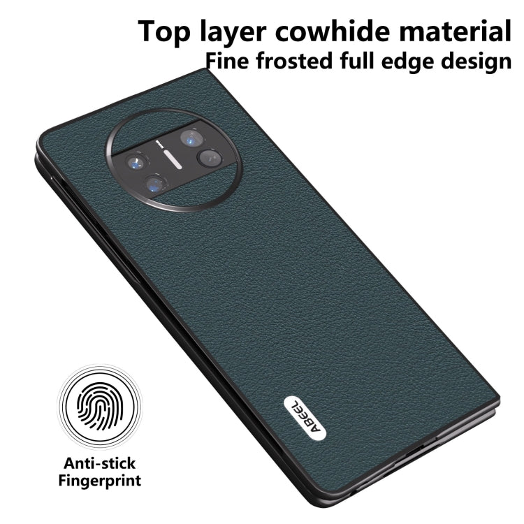 ABEEL Genuine Leather Wave Black Edge Phone Case, For Huawei Mate X3, For Huawei Mate 60