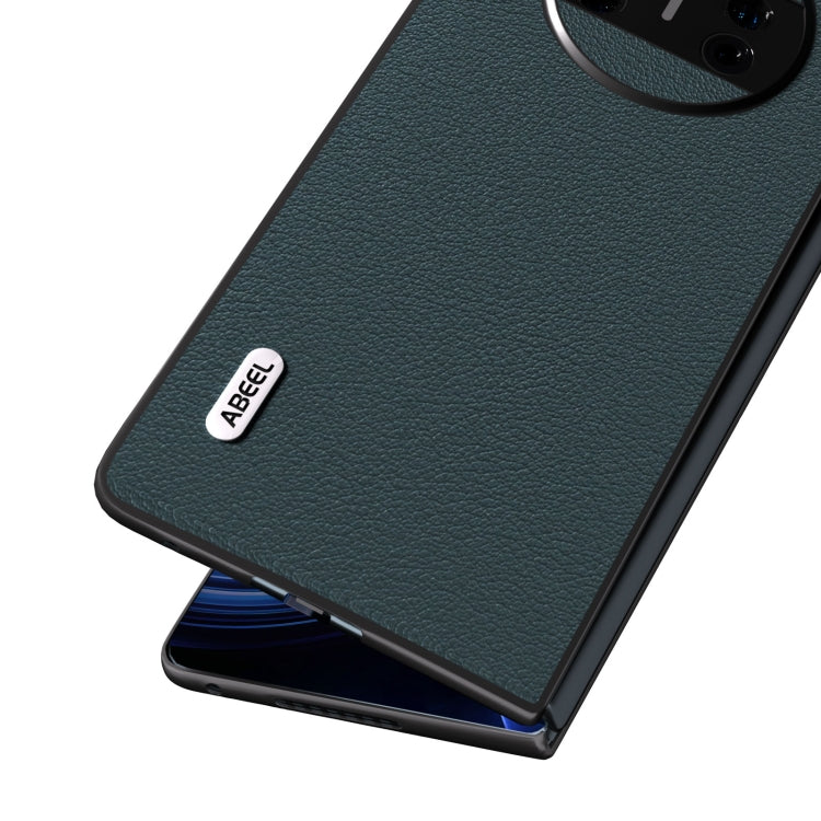 ABEEL Genuine Leather Wave Black Edge Phone Case, For Huawei Mate X3, For Huawei Mate 60