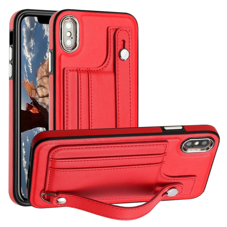 Shockproof Leather Phone Case with Wrist Strap, For iPhone XS Max, For iPhone XR, For iPhone X / XS, For iPhone SE 2022/SE 2020/6/7/8, For iPhone 6 Plus/7 Plus/8 Plus
