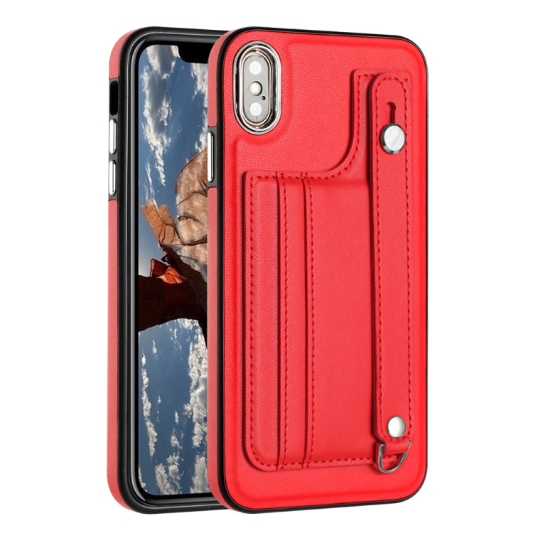 Shockproof Leather Phone Case with Wrist Strap, For iPhone XS Max, For iPhone XR, For iPhone X / XS, For iPhone SE 2022/SE 2020/6/7/8, For iPhone 6 Plus/7 Plus/8 Plus