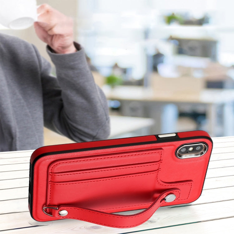 Shockproof Leather Phone Case with Wrist Strap, For iPhone XS Max, For iPhone XR, For iPhone X / XS, For iPhone SE 2022/SE 2020/6/7/8, For iPhone 6 Plus/7 Plus/8 Plus