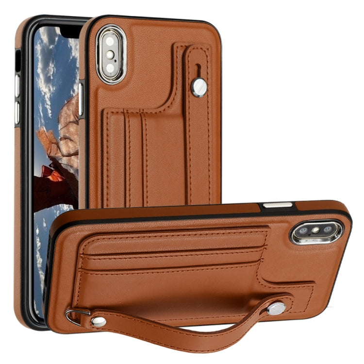 Shockproof Leather Phone Case with Wrist Strap, For iPhone XS Max, For iPhone XR, For iPhone X / XS, For iPhone SE 2022/SE 2020/6/7/8, For iPhone 6 Plus/7 Plus/8 Plus