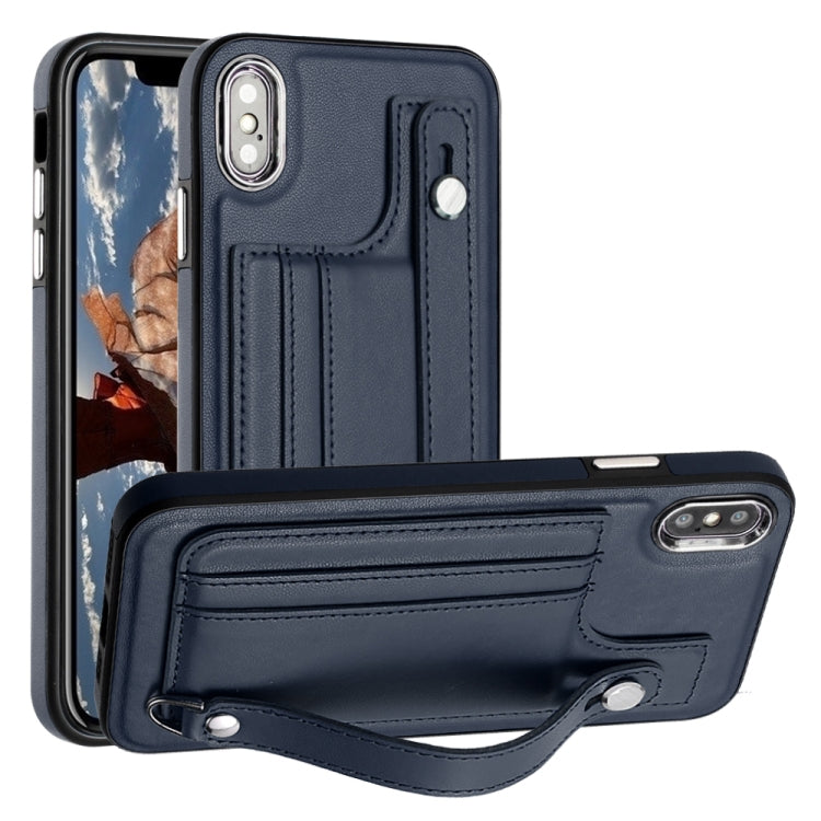 Shockproof Leather Phone Case with Wrist Strap, For iPhone XS Max, For iPhone XR, For iPhone X / XS, For iPhone SE 2022/SE 2020/6/7/8, For iPhone 6 Plus/7 Plus/8 Plus