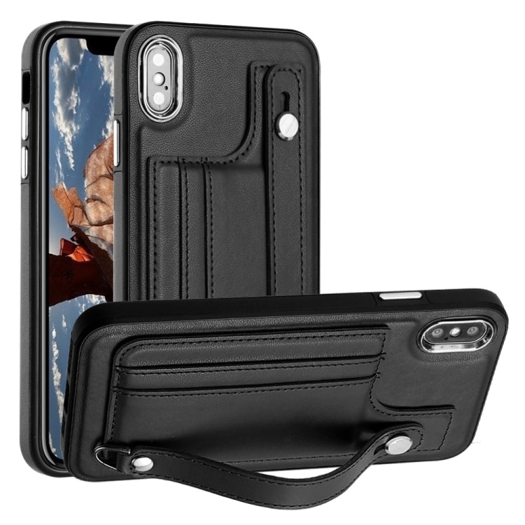 Shockproof Leather Phone Case with Wrist Strap, For iPhone XS Max, For iPhone XR, For iPhone X / XS, For iPhone SE 2022/SE 2020/6/7/8, For iPhone 6 Plus/7 Plus/8 Plus
