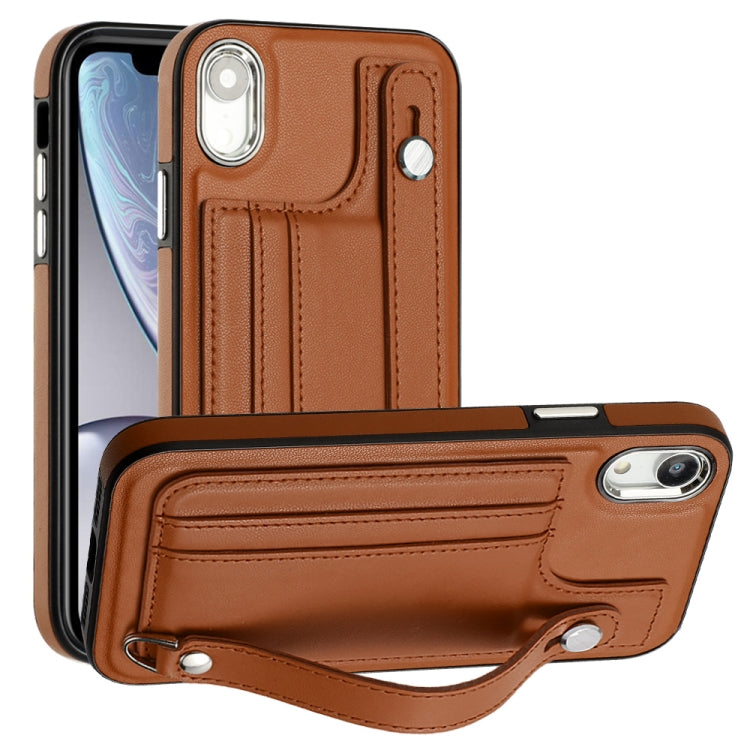 Shockproof Leather Phone Case with Wrist Strap, For iPhone XS Max, For iPhone XR, For iPhone X / XS, For iPhone SE 2022/SE 2020/6/7/8, For iPhone 6 Plus/7 Plus/8 Plus
