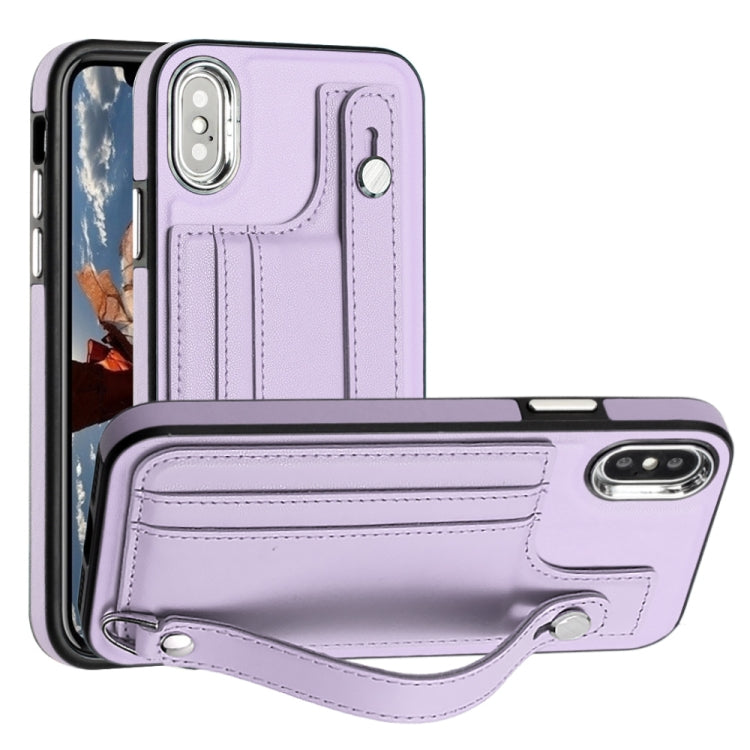 Shockproof Leather Phone Case with Wrist Strap, For iPhone XS Max, For iPhone XR, For iPhone X / XS, For iPhone SE 2022/SE 2020/6/7/8, For iPhone 6 Plus/7 Plus/8 Plus