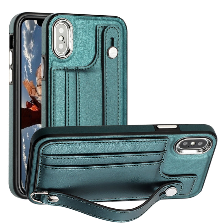 Shockproof Leather Phone Case with Wrist Strap, For iPhone XS Max, For iPhone XR, For iPhone X / XS, For iPhone SE 2022/SE 2020/6/7/8, For iPhone 6 Plus/7 Plus/8 Plus