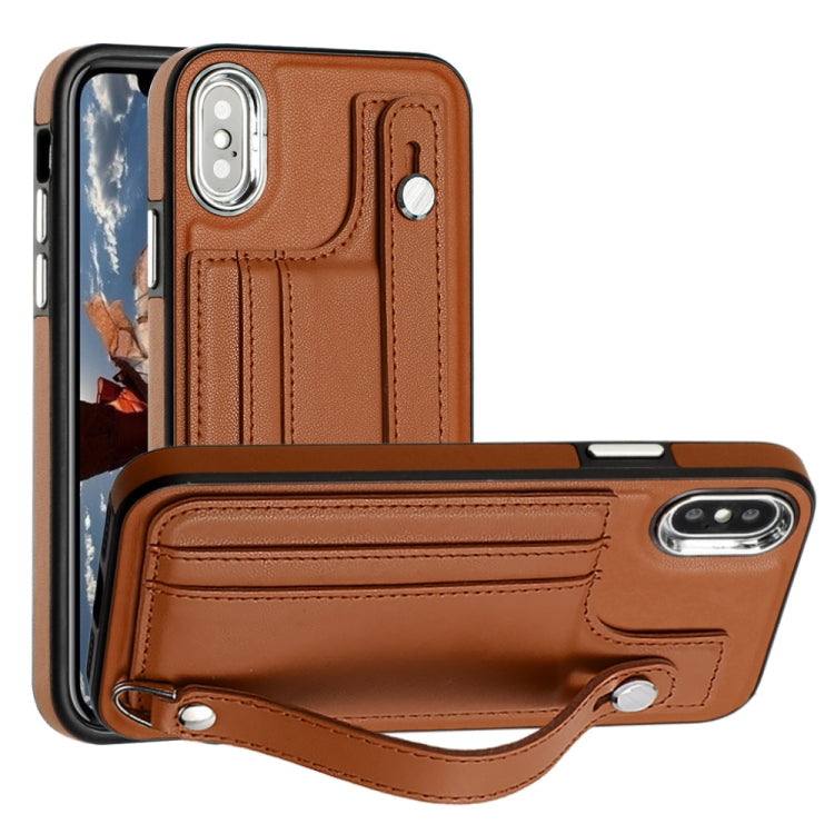 Shockproof Leather Phone Case with Wrist Strap, For iPhone XS Max, For iPhone XR, For iPhone X / XS, For iPhone SE 2022/SE 2020/6/7/8, For iPhone 6 Plus/7 Plus/8 Plus